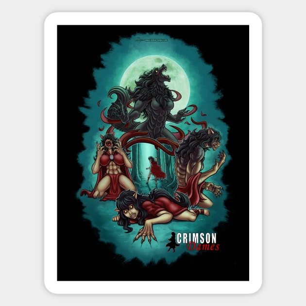 Crimson Dames - Orphan Shewolf - Art on back Sticker by Ciel of Studio-Aegis